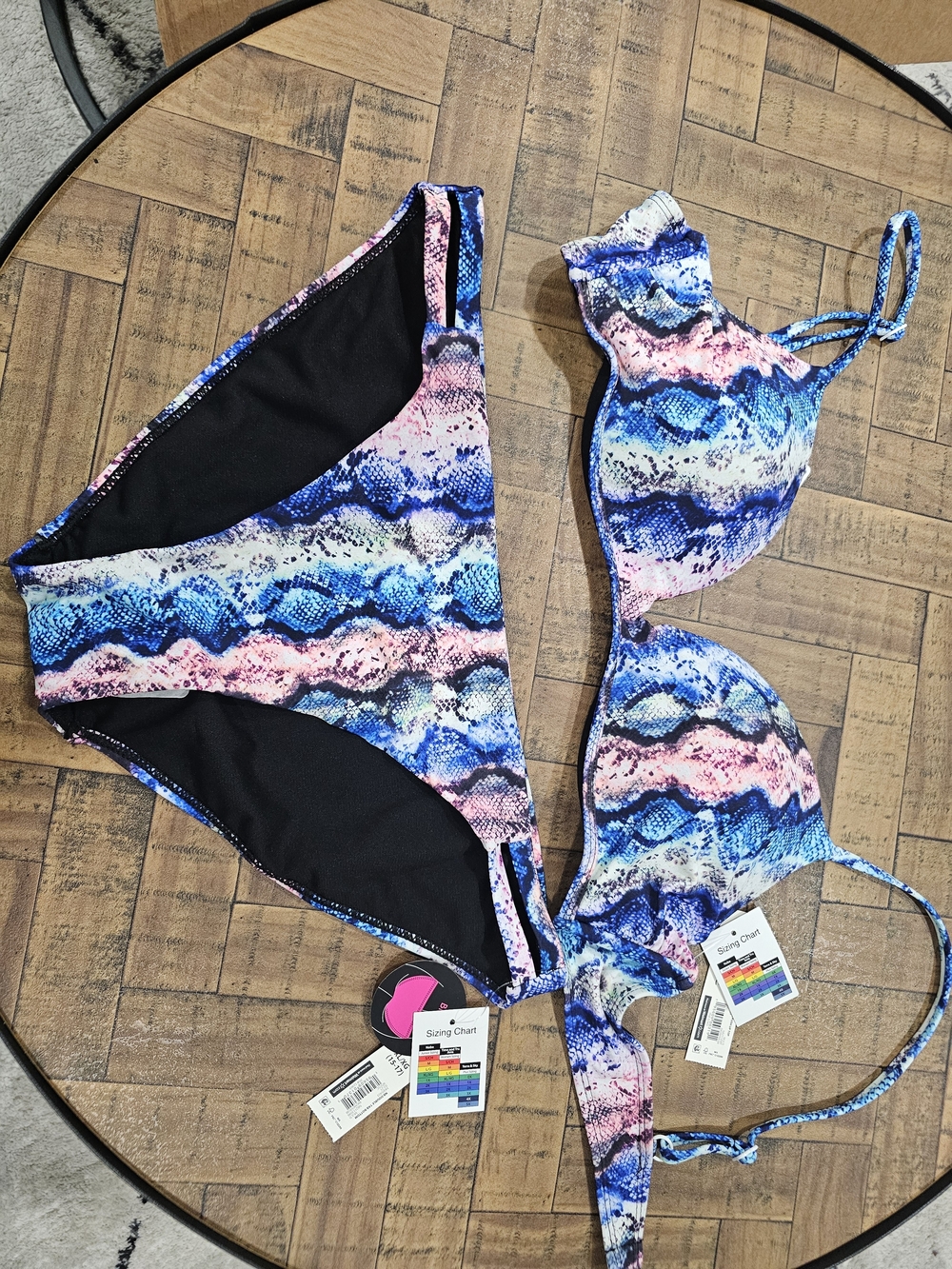 NOBO Blue and Pink Wave-Print Two-Piece Bikini